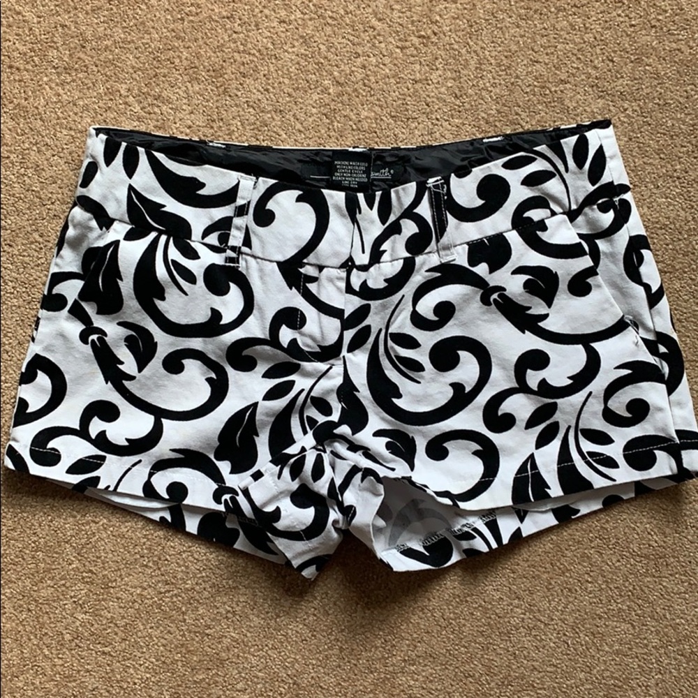 black and white shorts